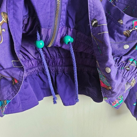 Vintage Drawstring Waist Zip Front Jackets Women's M Purple Golf Tennis‎ Croquet - Picture 10 of 11